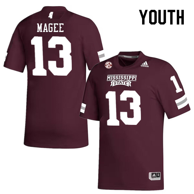 Youth #13 Sanfrisco Magee Mississippi State Bulldogs College Football Jerseys Stitched-Maroon